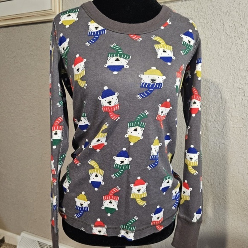 Hanna Andersson Polar Bear Long Sleeve Pajama Top Organic Cotton Women's Size S